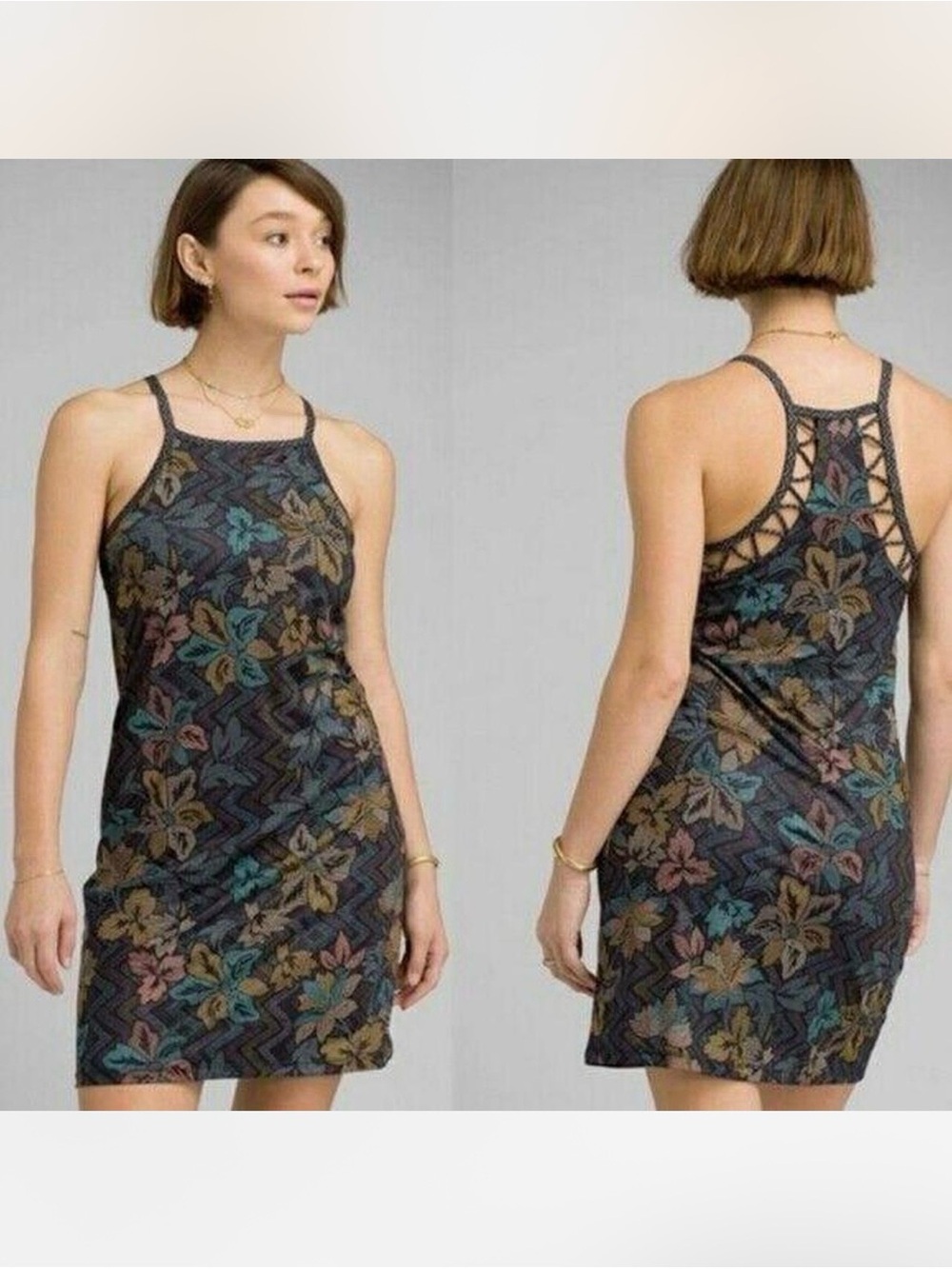Prana Ardor Dress in Black Horchata Floral Size Medium